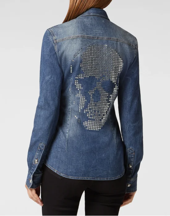 Denim Shirt Skull strass