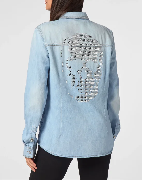 Denim Regular Shirt Crystal Skull