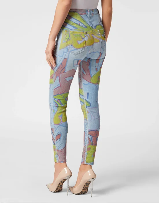 Super High Waist Jeggings Bombing Graffiti