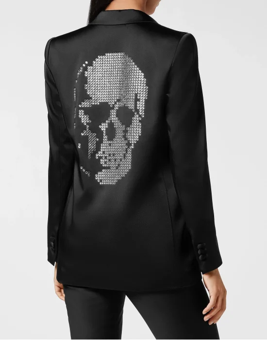Satin Boxy Blazer Crystal Skull