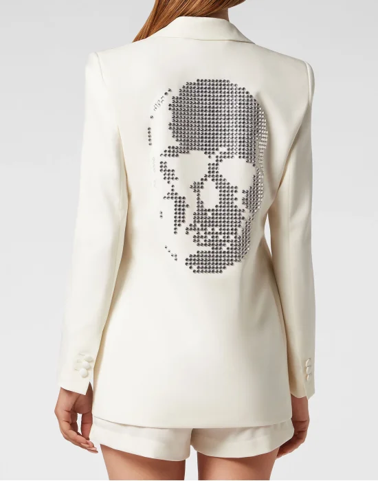 Wool Boxy Blazer Crystal Skull