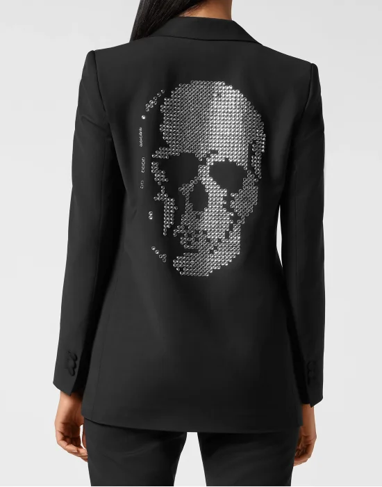Wool Boxy Blazer Crystal Skull