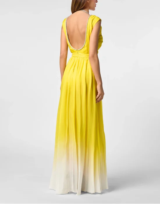 Chiffon Plisse Long Dress Degrade'
