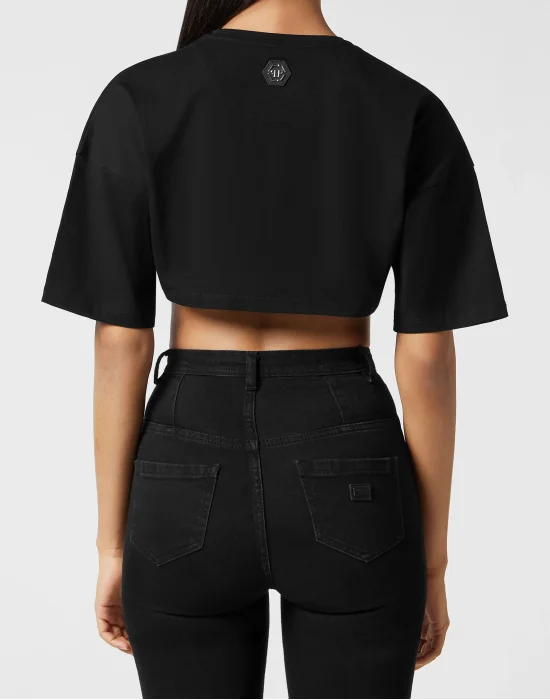 Cropped T-shirt with Crystals Philipp Plein TM