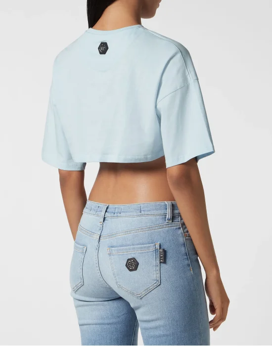 Cropped T-shirt with Crystals Philipp Plein TM