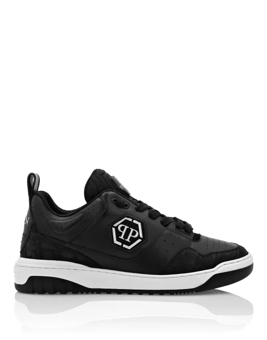 Croco Printed Leather Lo-Top Sneakers