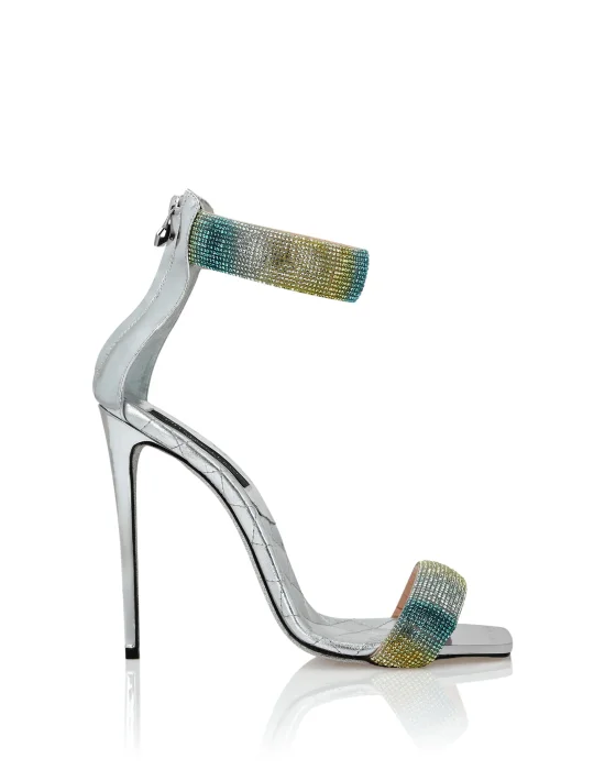 Mirror Leather Sandals Hi-Heels Crystal