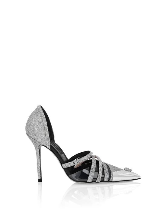 Glitter & Suede Decollete Pumps