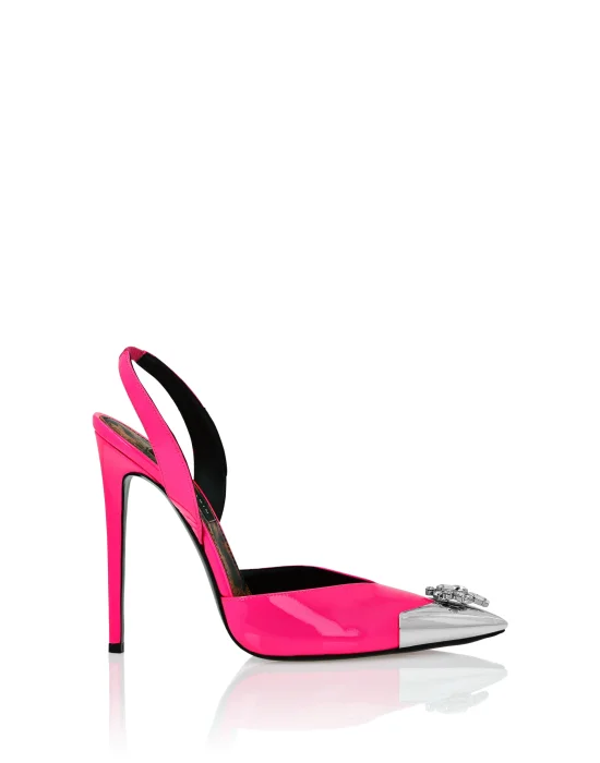 Patent Leather Sling-backPumps Brooches