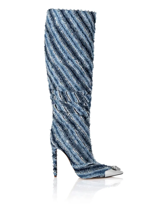 Mix Denim High Boots Hi-Heels