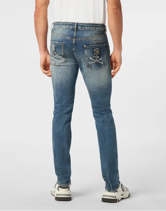 Denim Trousers Super Straight Cut Skulls