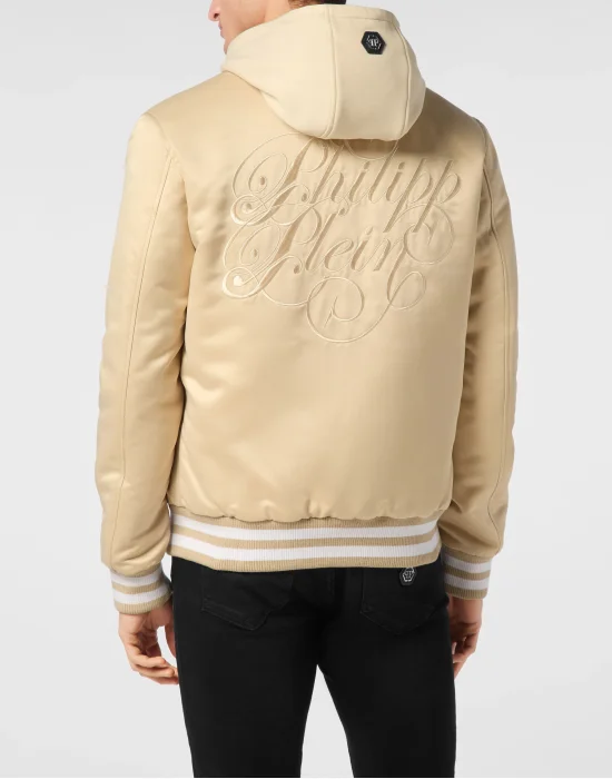 Satin Hoodie Bomber Jacket Signature