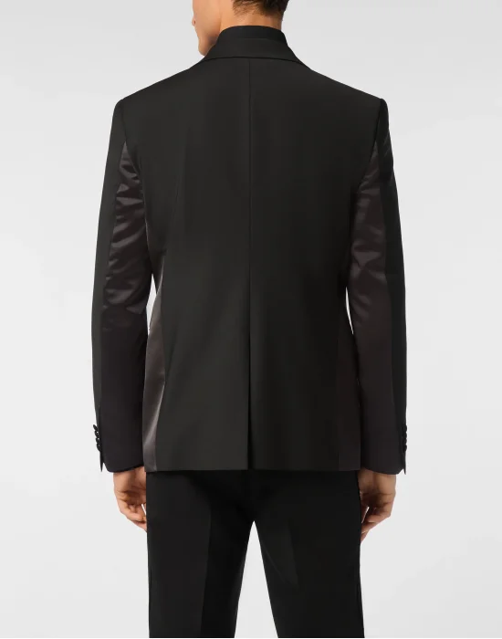 Satin/Wool Blazer Lord Fit Bicolor