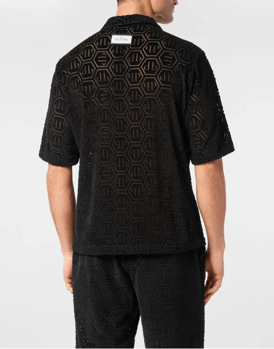 Shirt SS Bowling Fit Jacquard Monogram