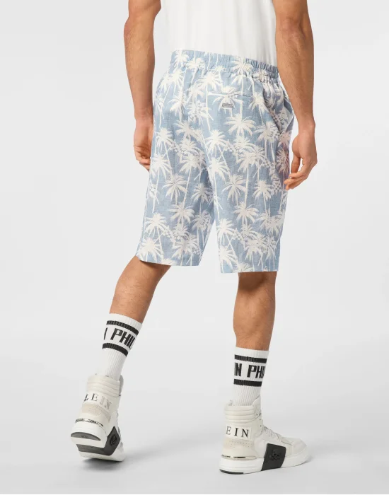 Short Trousers Cool Kid Fit Chambray Printed