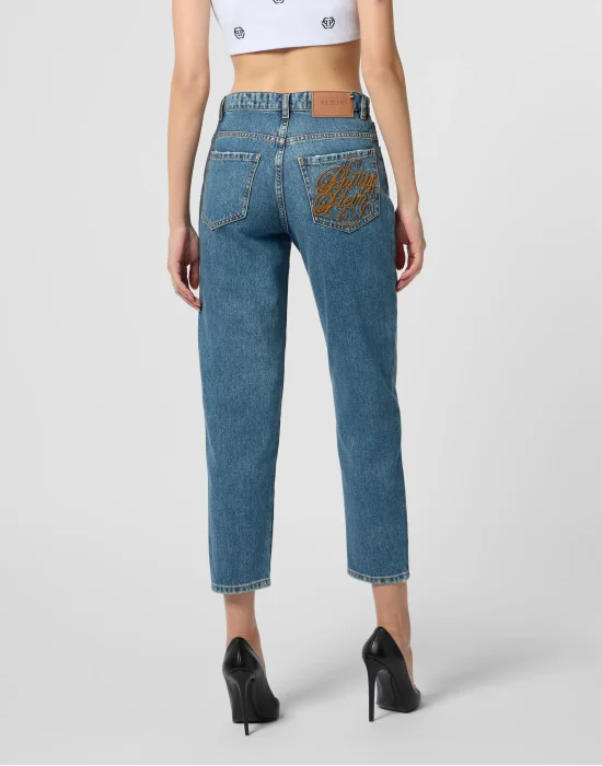 Denim Trousers Mom Fit Logo