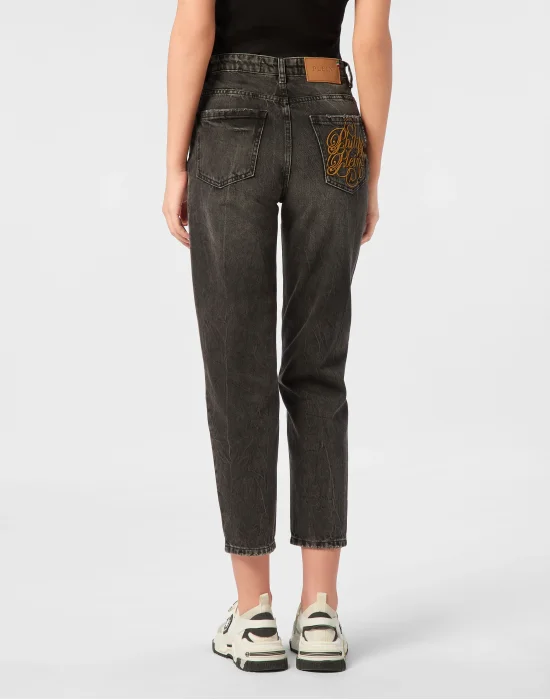 Denim Trousers Mom Fit Logo