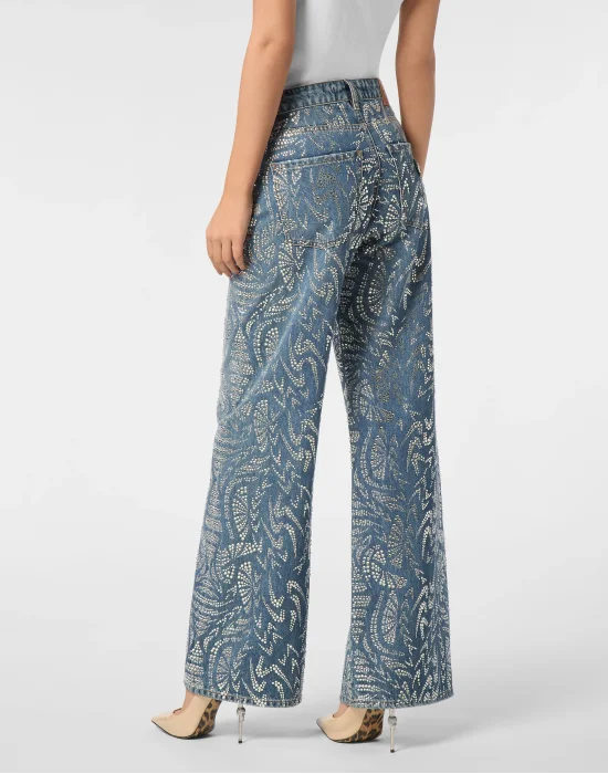 Denim Trousers Skater Fit Moroccan Strass