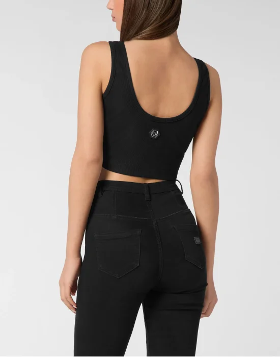Jersey Rib Cropped Top Stones