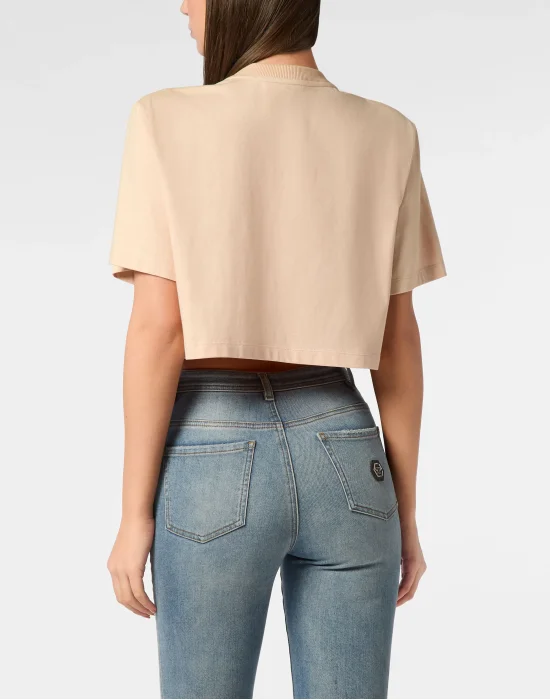 T-shirt Round Neck SS Crop Vintage Print