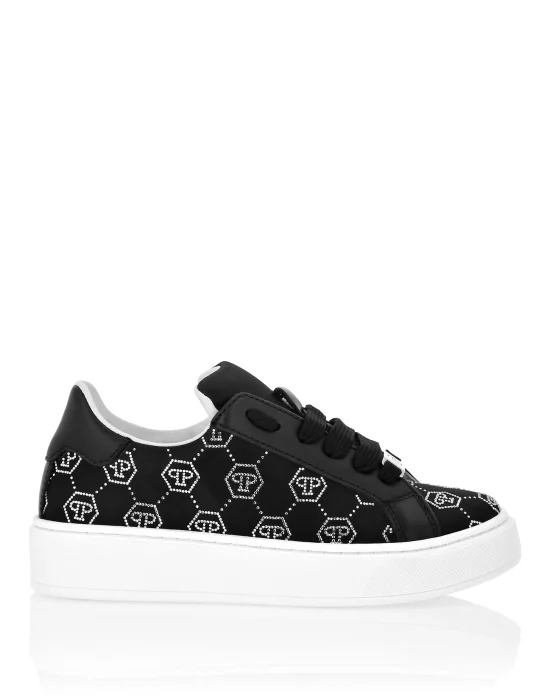 Satin Lo-Top Sneakers Monogram Strass