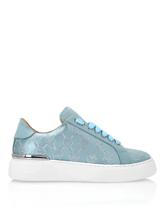 Satin Lo Top Sneakers Monogram Strass