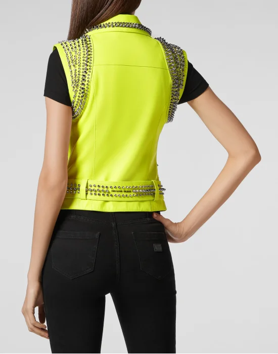 Leather Vest Short Studs