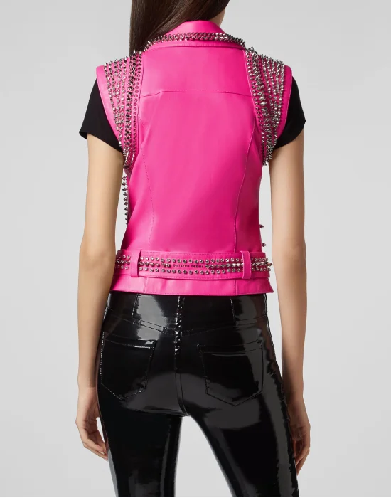 Leather Vest Short Studs