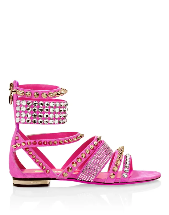 Suede Sandals Flat Studs