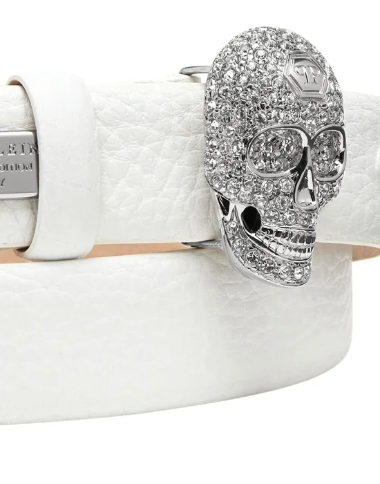 Leather Belt Skull with with Crystals