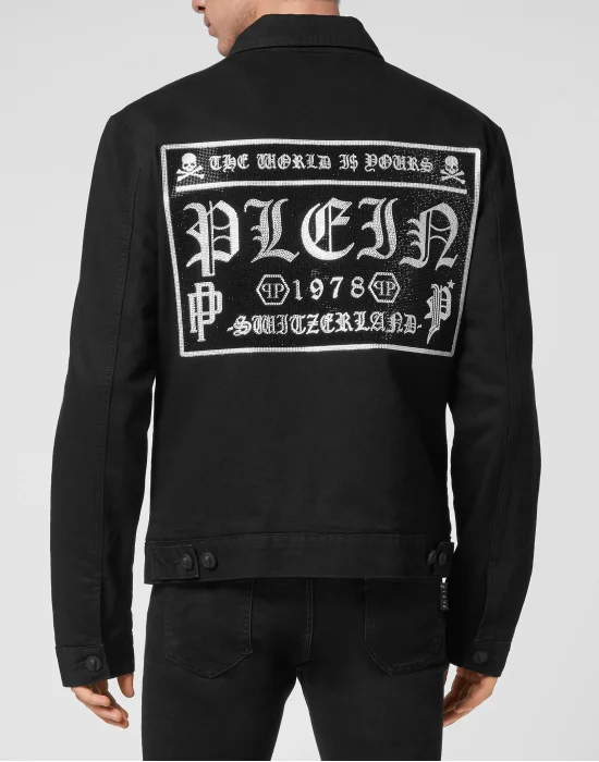 Denim Jacket Gothic Plein with Crystals