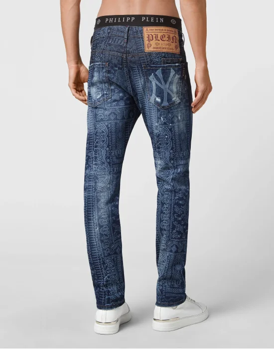 Bandana  Denim Trousers Super Straight Cut Paisley