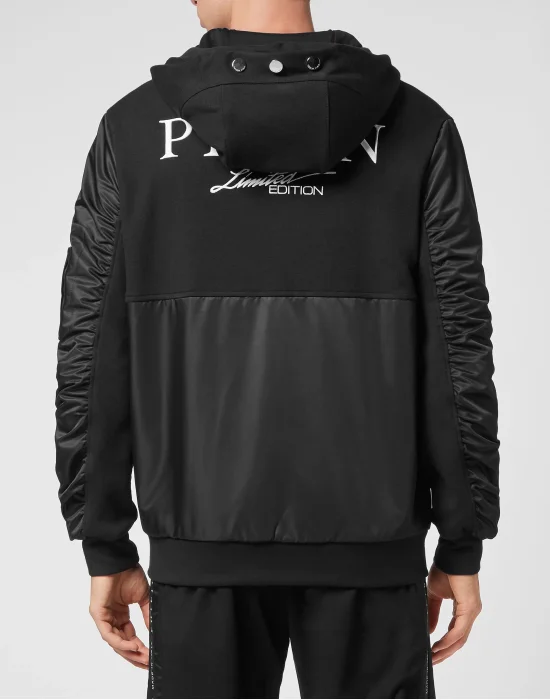 Double Hoodie Sweatjacket Full Zip Nylon Insert Iconic Plein