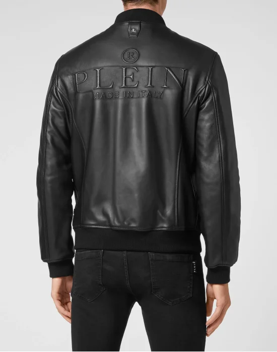 Leather Bomber Iconic Plein