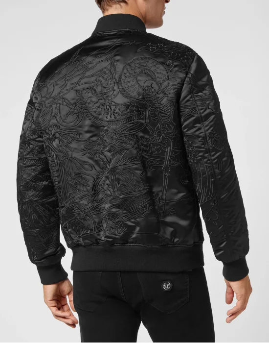 Satin Bomber Skeleton tattoo