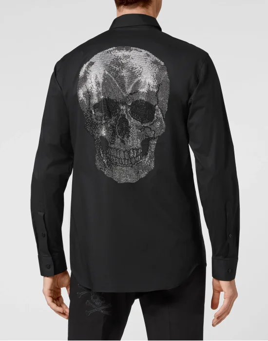 Cotton Shirt Playboy Cut LS Skull strass