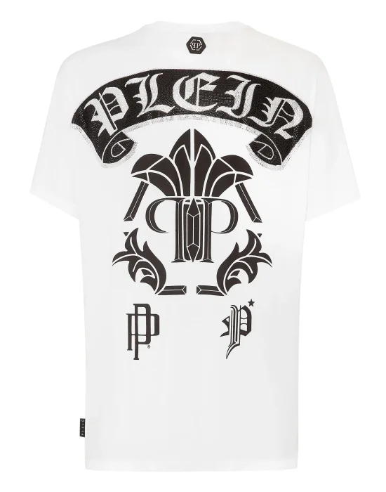 T-shirt Round Neck SS Stones Gothic Plein with Crystals