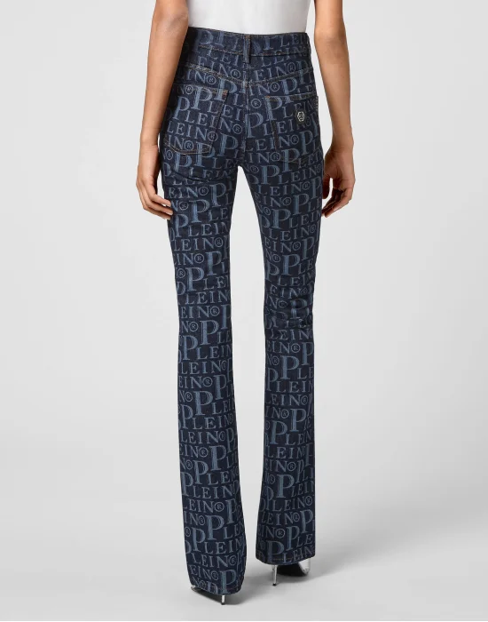Denim High wasted flare All over PP