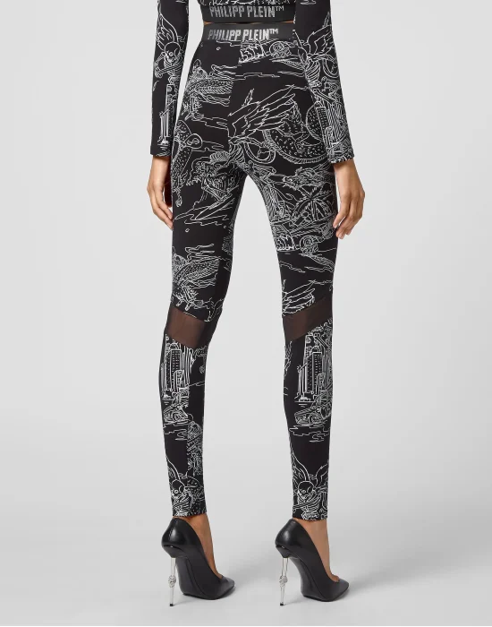 Super High Waist Leggings Stones Skeleton tattoo