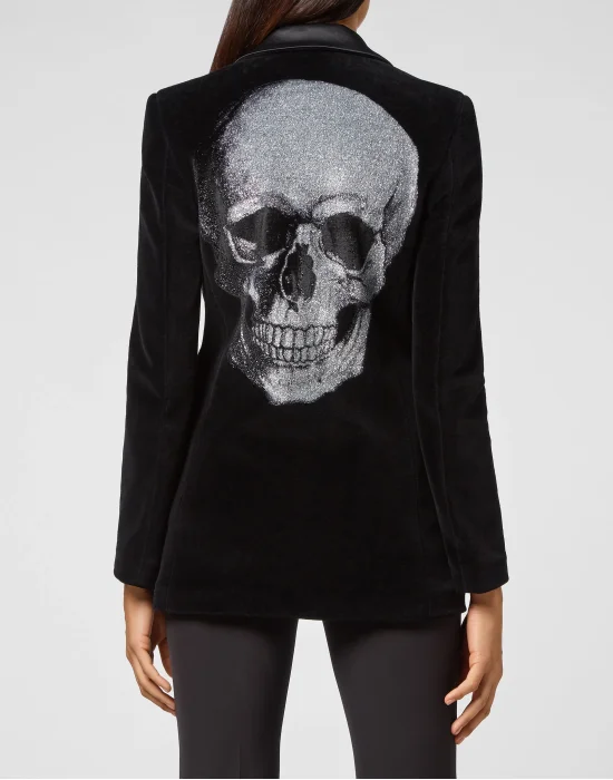 Velvet Blazer Crystal Skull