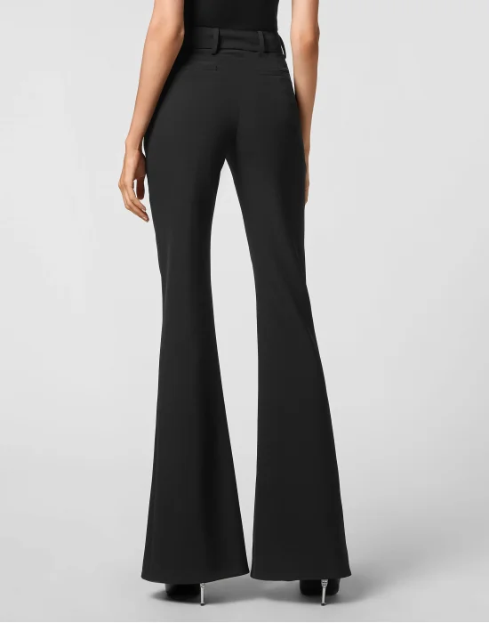 Cady High Waist Trousers Crystal with Crystals