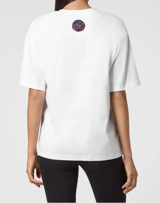 T-shirt Round Neck SS Stones Tattoo Patches with Crystals