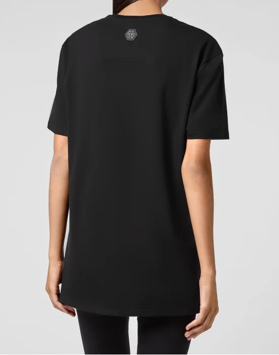 T-shirt Round Neck SS Tattoo Patches with Crystals