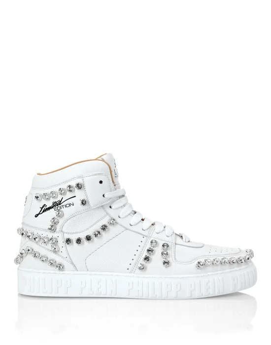 Leather Hi-Top Sneakers Crystal