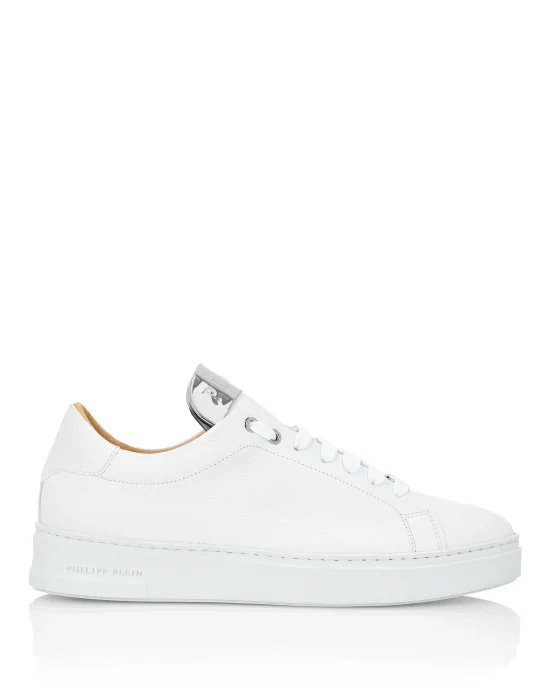 LO-TOP SNEAKERS SILVER $URFER LEATHER