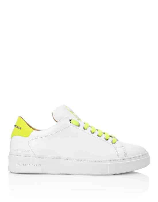 Leather Lo-Top Sneakers Skull and Plein