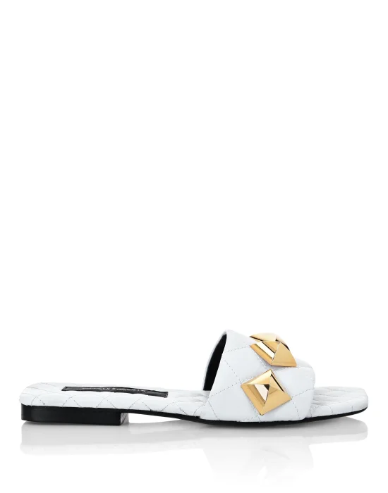 Matelassè Sandals Flat Studs