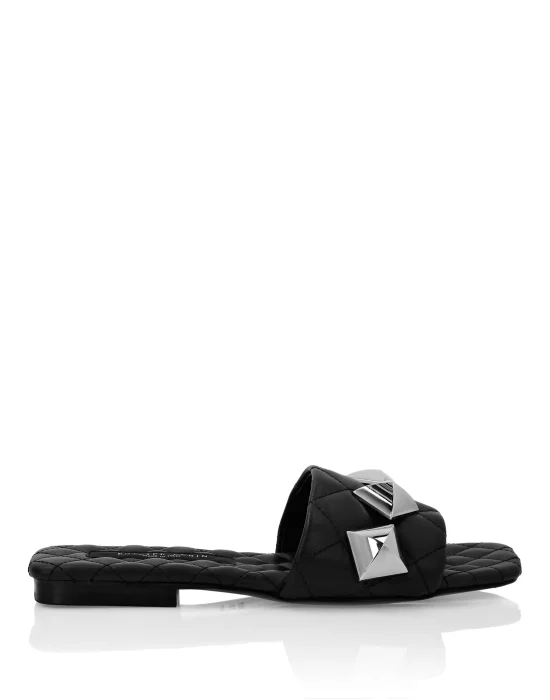 Matelassè Sandals Flat Studs