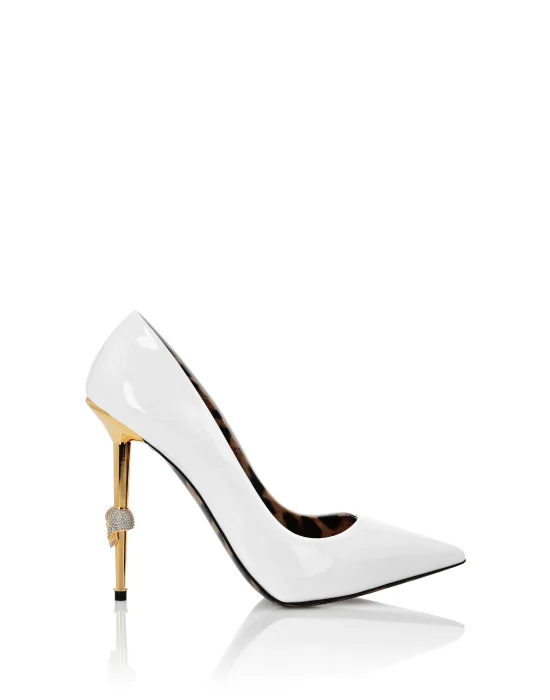 Skull Heel Patent Leather Pumps