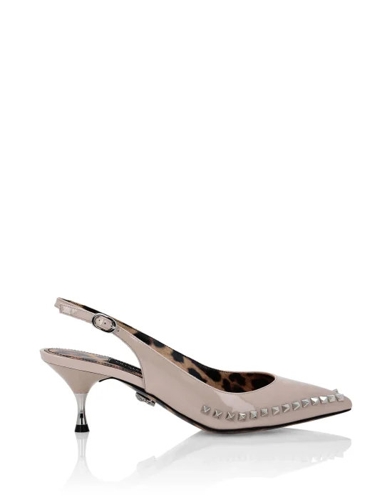 Patent Leather Decollete Mid Heels Studs